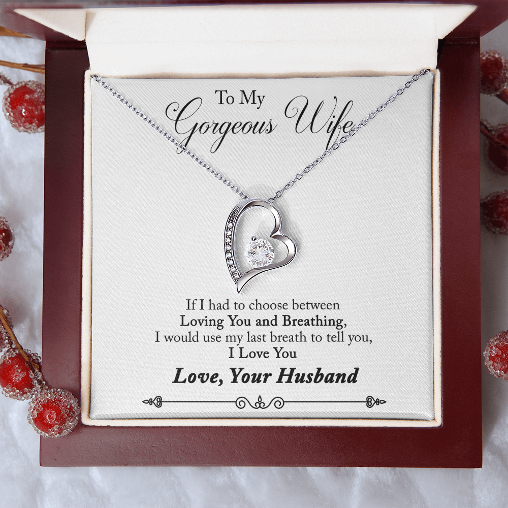 To My Gorgeous Wife Heart Shaped Necklace