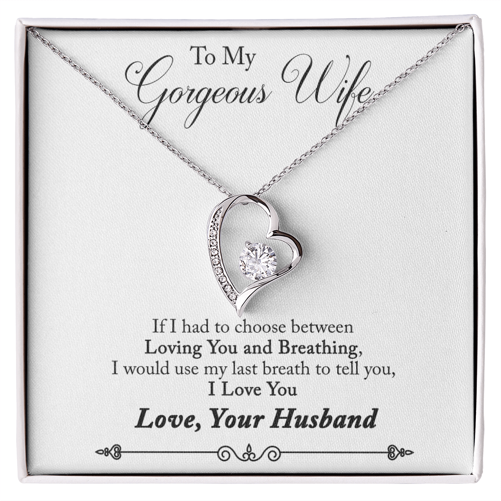 To My Gorgeous Wife Heart Shaped Necklace