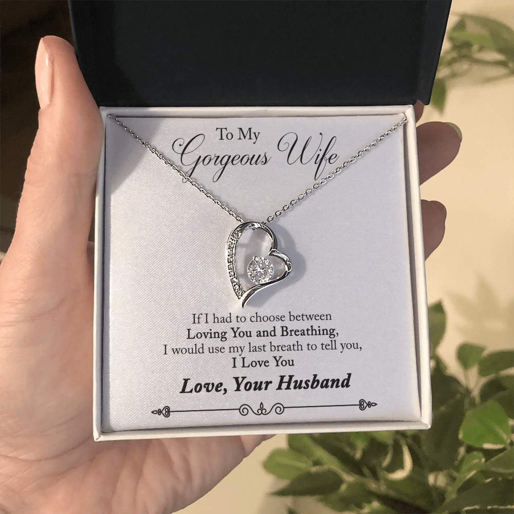 To My Gorgeous Wife Heart Shaped Necklace