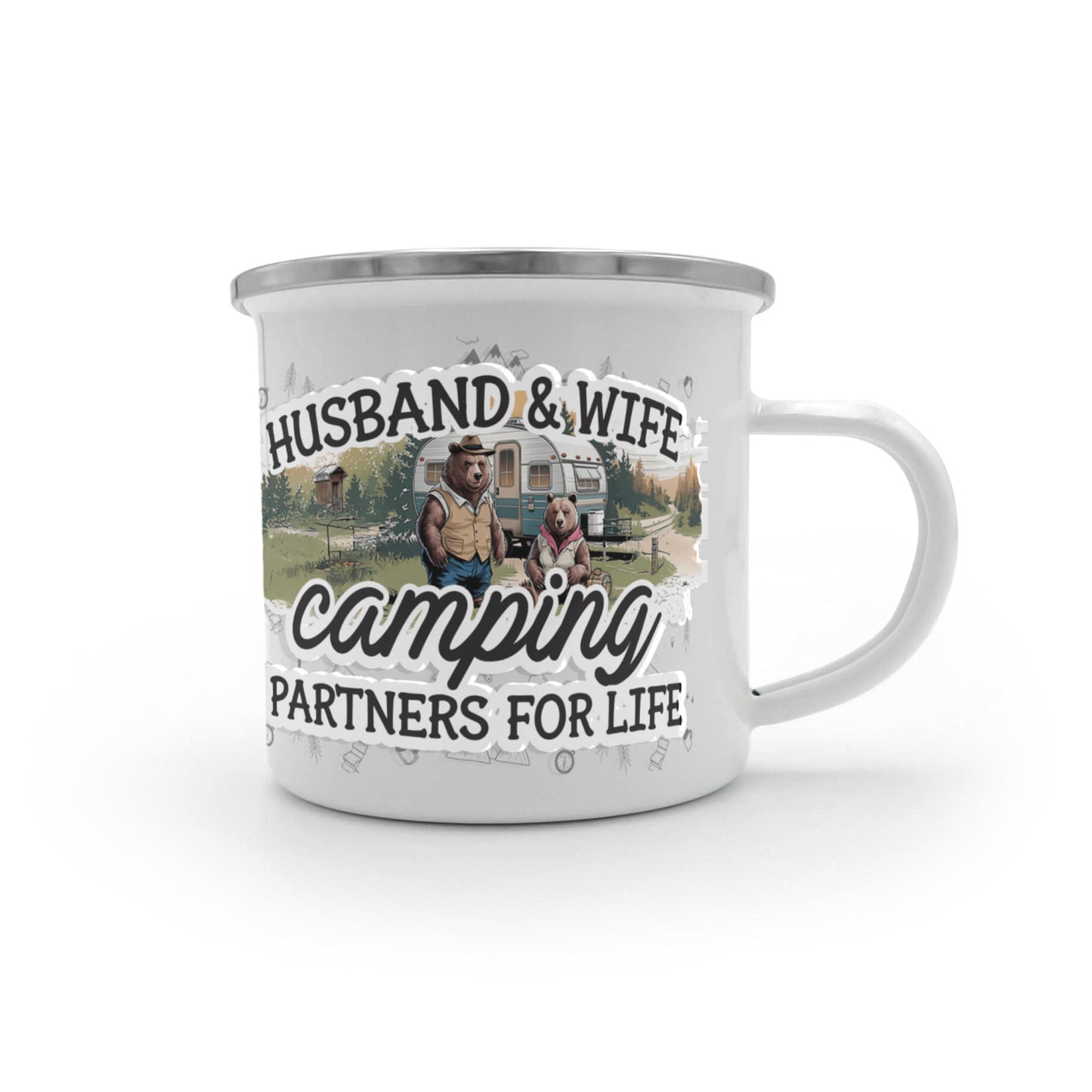Husband & Wife Stainless Steel Camping Mug 12 oz