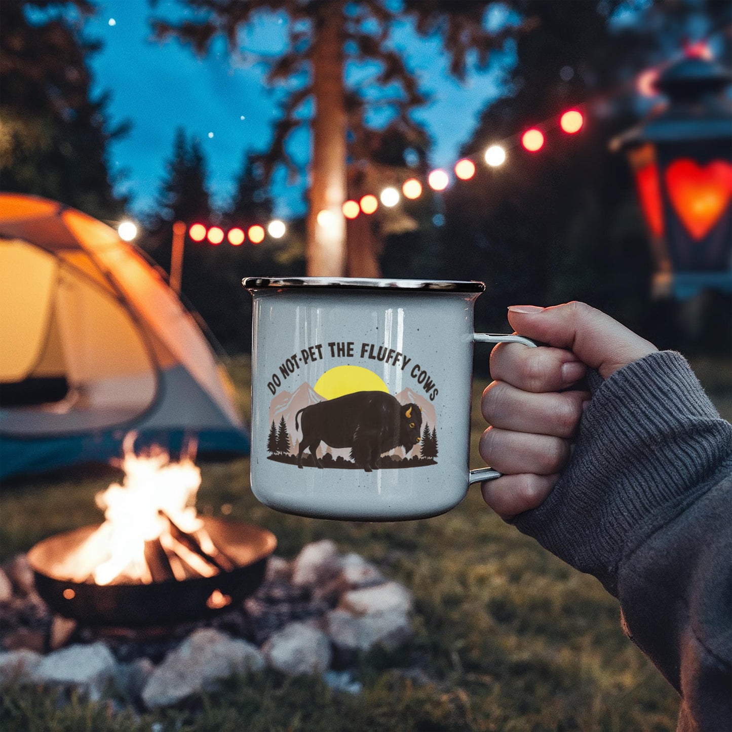 Do Not Pet the Fluffy Cows Enamel Camping Mug
