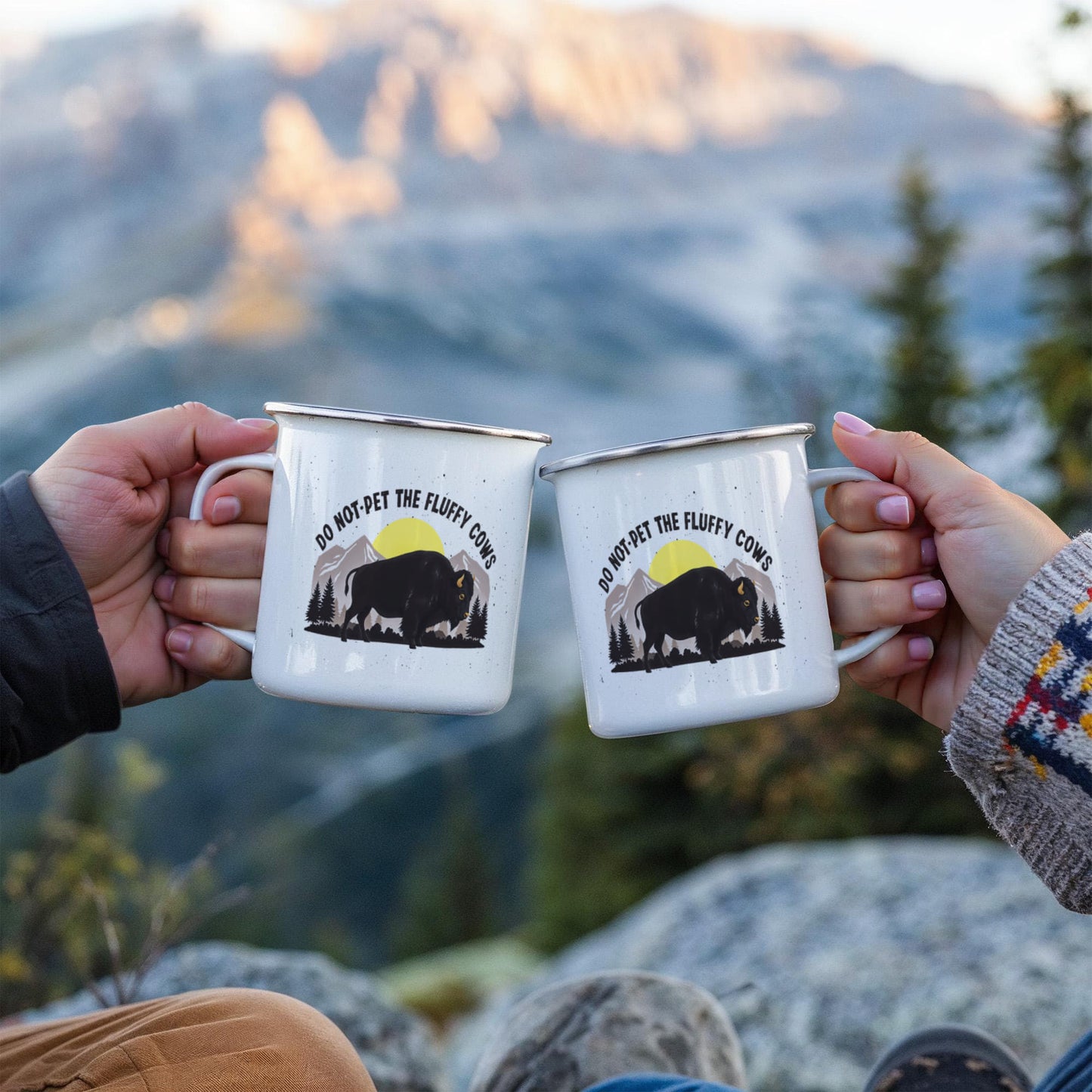 Do Not Pet the Fluffy Cows Enamel Camping Mug