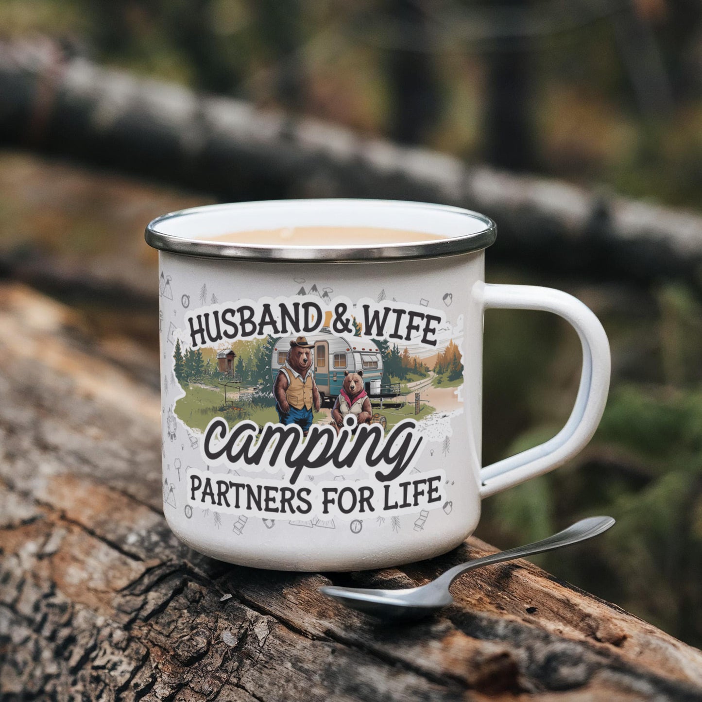 Husband & Wife Stainless Steel Camping Mug 12 oz