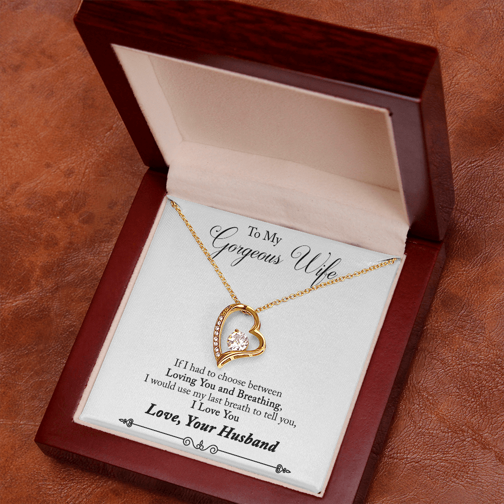 To My Gorgeous Wife Heart Shaped Necklace