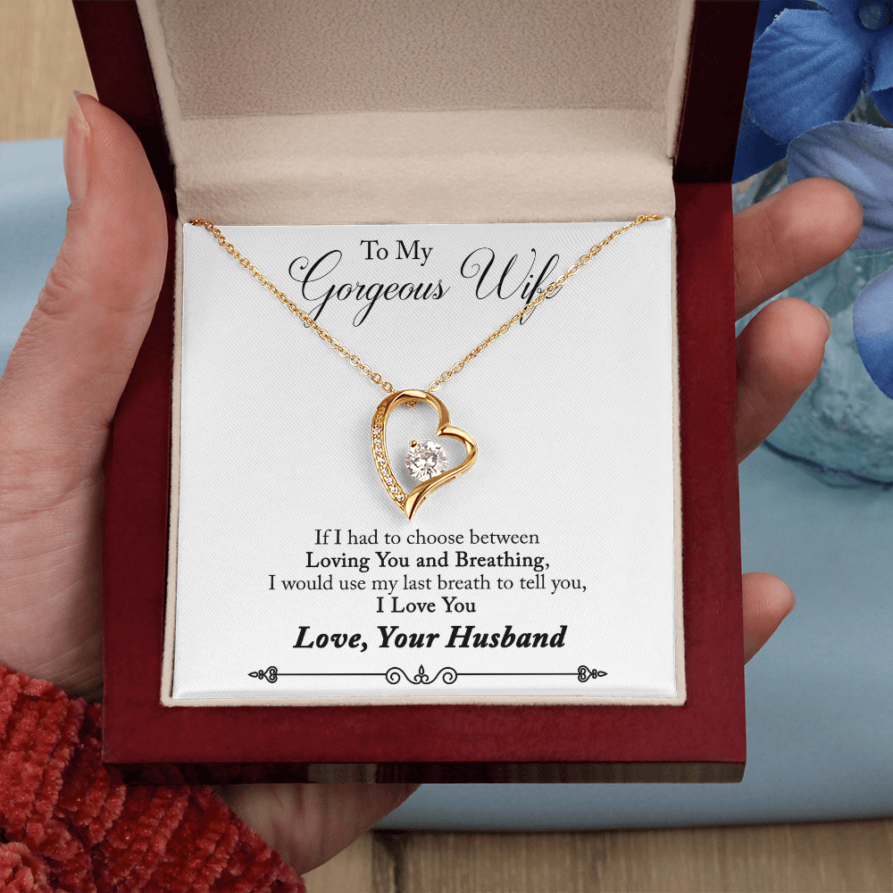 To My Gorgeous Wife Heart Shaped Necklace