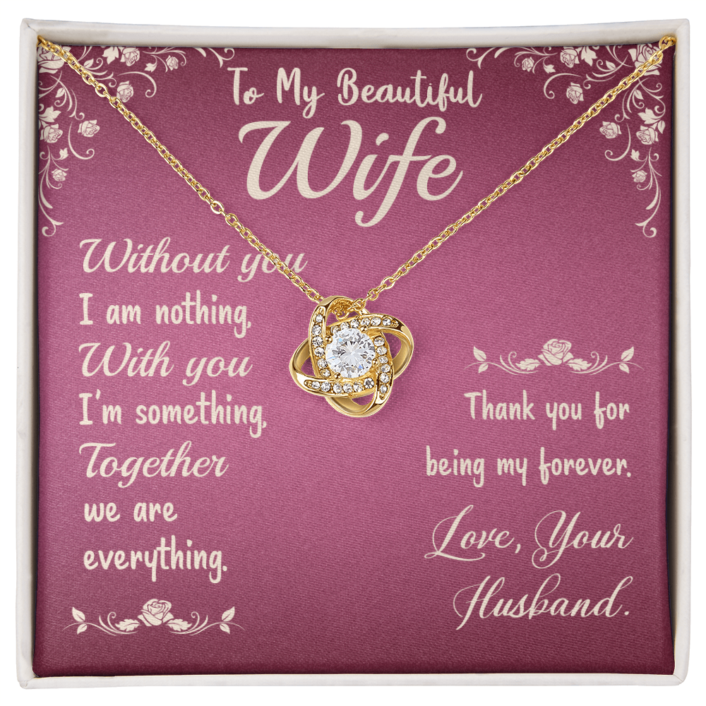 To My Beautiful Wife Love Knot Necklace