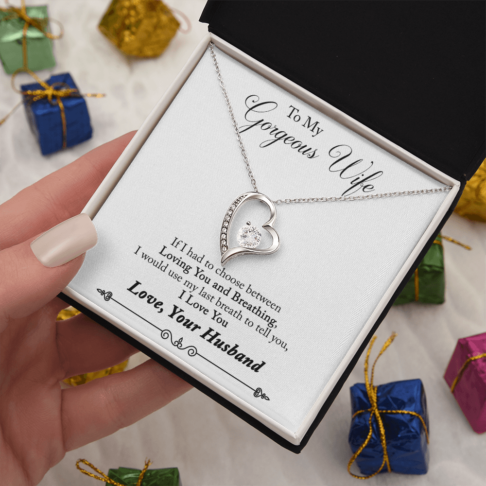 To My Gorgeous Wife Heart Shaped Necklace