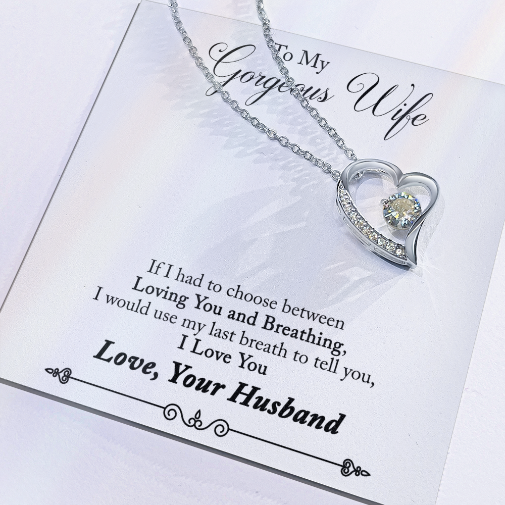 To My Gorgeous Wife Heart Shaped Necklace
