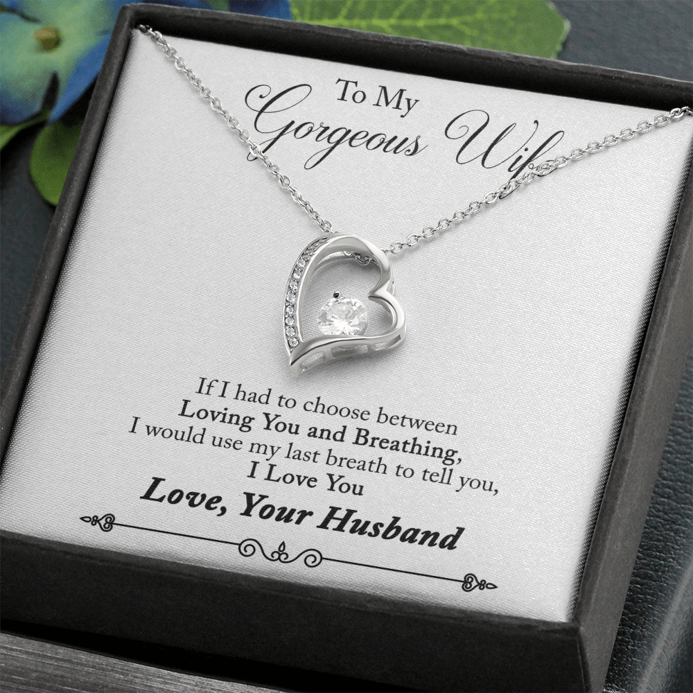 To My Gorgeous Wife Heart Shaped Necklace