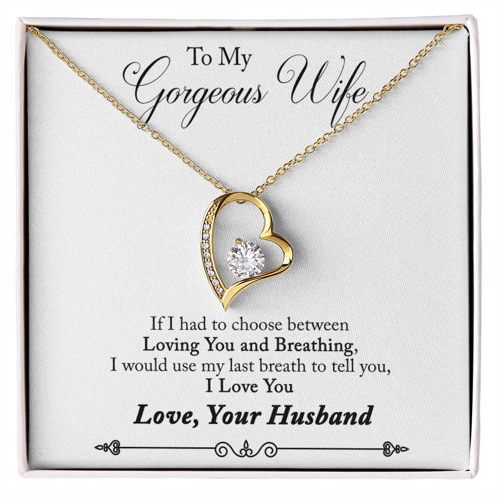To My Gorgeous Wife Heart Shaped Necklace
