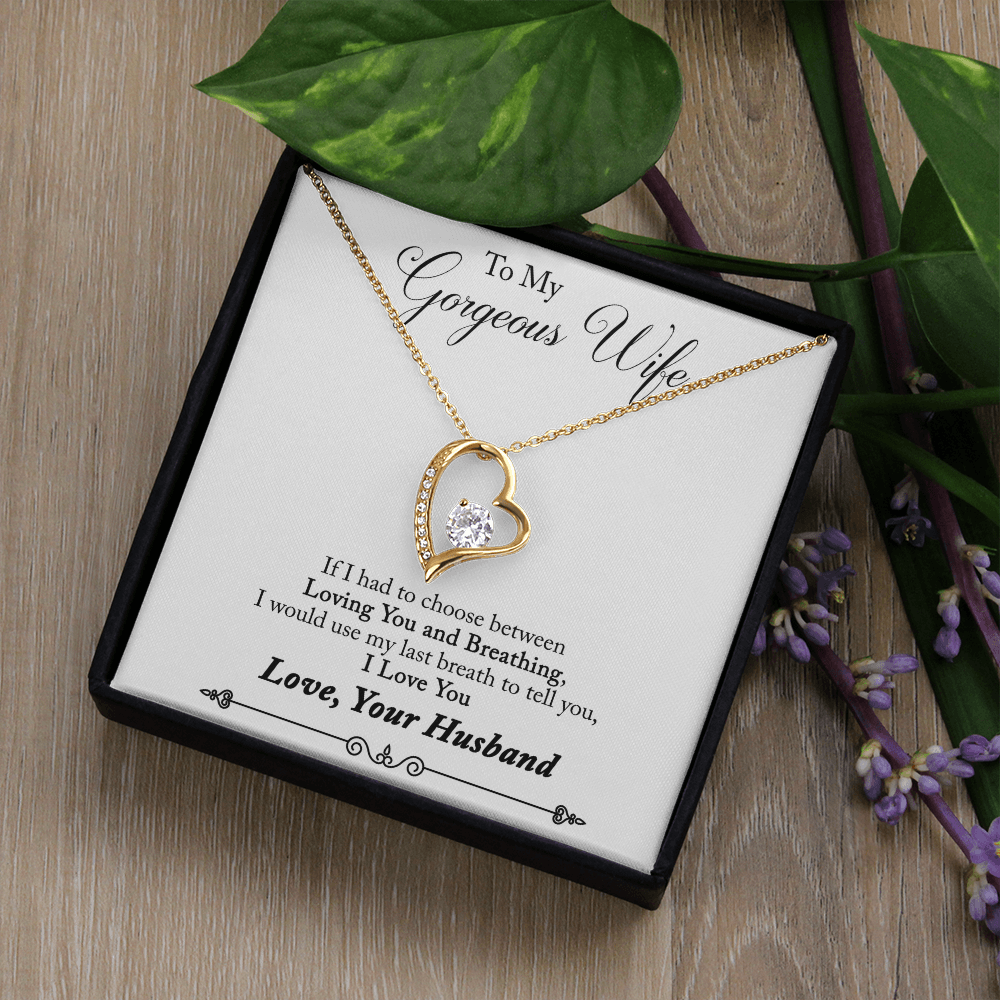 To My Gorgeous Wife Heart Shaped Necklace