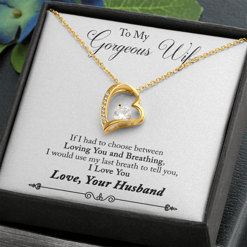 To My Gorgeous Wife Heart Shaped Necklace