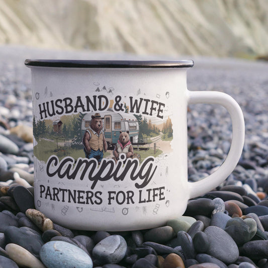 Husband & Wife Stainless Steel Camping Mug 12 oz